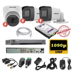 HIKVISION - Kit 3 Cámaras Seguridad 5mpx DVR HUHI + 1TB + AUDIO
