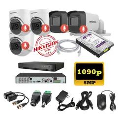 HIKVISION - Kit 5 Cámaras Seguridad 5mpx DVR HUHI + 1TB + AUDIO