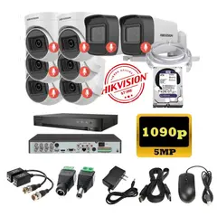HIKVISION - Kit 8 Cámaras Seguridad 5mpx DVR HUHI + 4TB + AUDIO