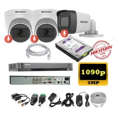 HIKVISION - Kit 3 Cámaras Seguridad 5mpx DVR HUHI + 1TB + AUDIO + Cable