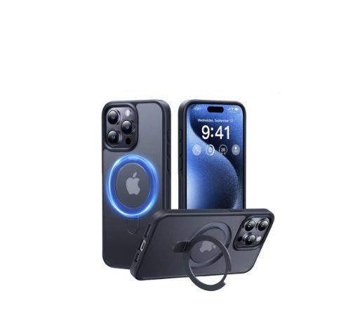 Funda iPhone 15 Pro -soporte giratorio de 360°MagSafe- Negro