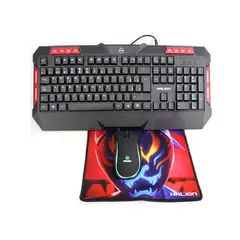 HALION - Kit Gamer HA-407C Custer 3 en 1 con luces LED mouse 7 colores