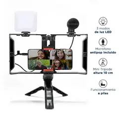GENERICO - Kit de Grabación Vlogger Mini Tripode Micrófono Control Luz Led AY-49X
