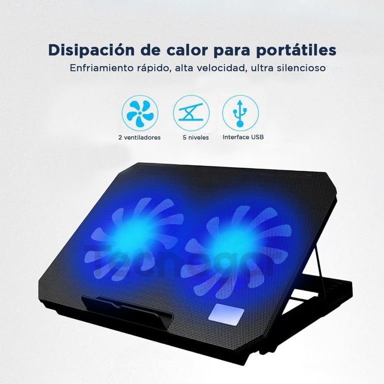 Cooler 2 Ventiladores Soporte de Enfriamiento de Laptop o Notebook 17"