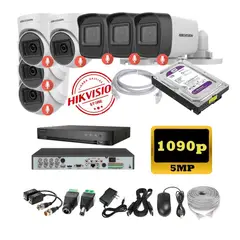 HIKVISION - Kit 7 Cámaras Seguridad 5mpx DVR HUHI + 1TB + AUDIO + Cable