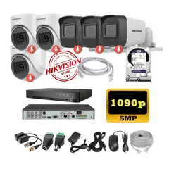 HIKVISION - Kit 6 Cámaras Seguridad 5mpx DVR HUHI + 2TB + AUDIO + Cable