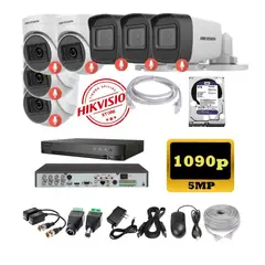 HIKVISION - Kit 7 Cámaras Seguridad 5mpx DVR HUHI + 4TB + AUDIO + Cable