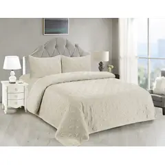 CASATEX - Cubrecama + Juego de sábanas 2 plazas 100% Algodón - BEIGE