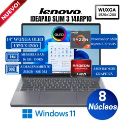 LENOVO - Laptop IdeaPad Slim 3 14ARP10 14” WUXGA OLED, AMD Ryzen 7-7735HS, Ram 16GB, SSD 512GB, Win 11 Pro