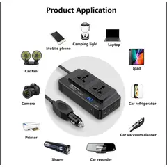 GENERICO - Inversor de corriente cargador auto 200w Tipo C USB