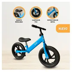 CUZKA - Bicicleta de Equilibrio Aro 12 PVC - Celeste