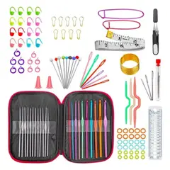 GENERICO - Set Crochet 100 Piezas Agujas Acero Accesorios Tijera Kit
