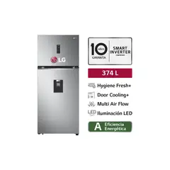 LG - Refrigeradora GT37SGP 374L Top Freezer Door Cooling Plateada