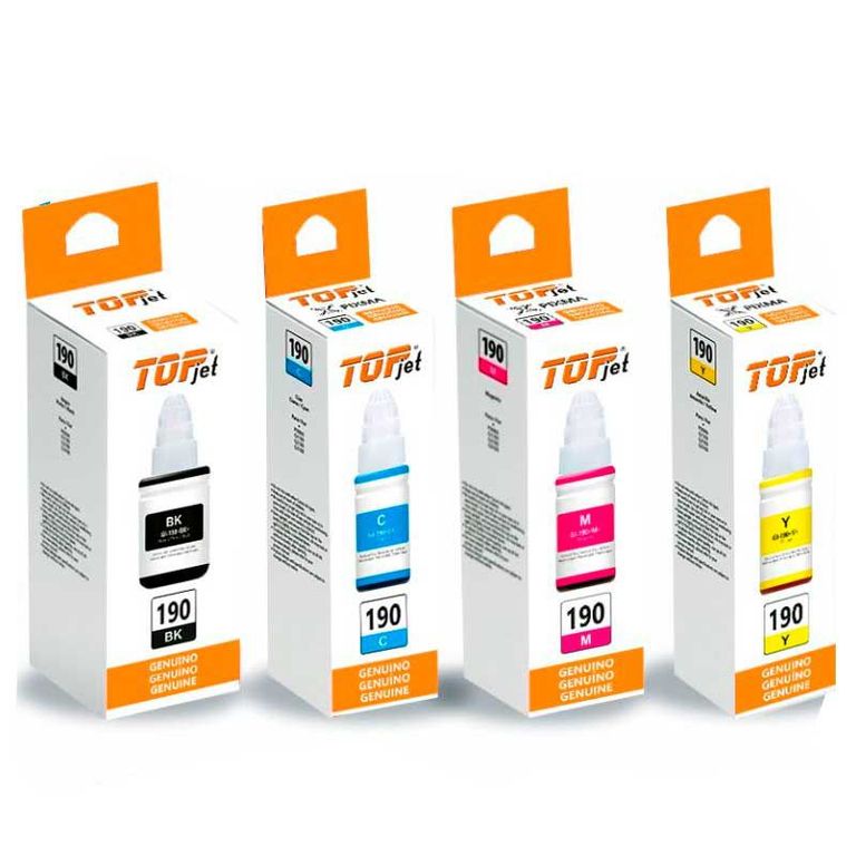 Set X4 Tinta Topjet Para Canon GI190 G2100 G31OO G4100 G2110 G3110