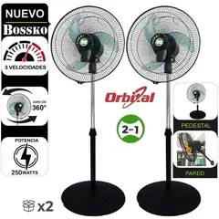 BOSKKO - Ventilador Orbital 2 en 1 BK-8223VO De 16 " 250W caja de 2U