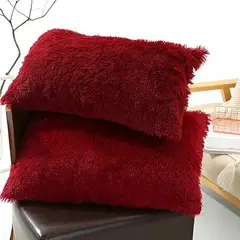 GENERICO - Funda de almohada peluche corto 50cmx90cm VINO