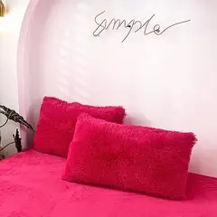 GENERICO - Funda de almohada peluche corto 50cmx90cm FUCSIA