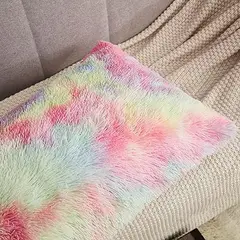 GENERICO - Funda de almohada peluche corto 50cmx90cm ARCOIRIS