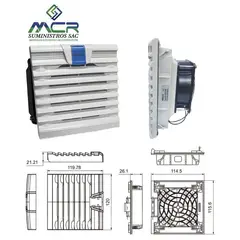 GENERICO - VENTILADOR COMPLETO PARA TABLERO ELECTRICO DE 12X12CM DE 220V A 240V