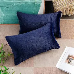 GENERICO - Funda de almohada peluche corto 50cmx70cm AZUL