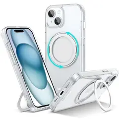 BASEUS - Funda iPhone 15 con soporte giratorio de 360°MagSafe- Transparente