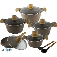 GENERICO - Juego De Ollas Roca Volcánica 12 Piezas MARRON