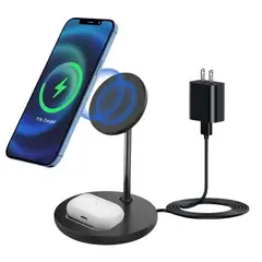 GENERICO - Cargador inalámbrico 2 en 1 de 15W Qi compatible con MagSafe