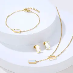 GENERICO - Set de collar, pulsera y aretes nacar acero