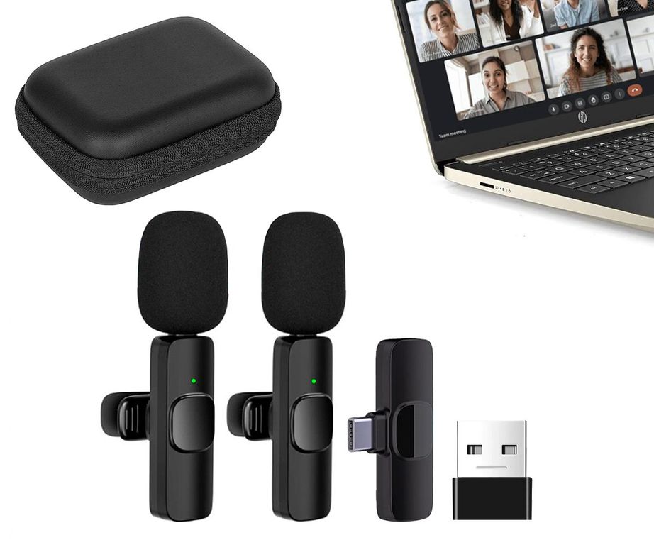 Micrófonos Inalámbricos 2 en 1 K9 Tipo C y Adaptador USB con estuche