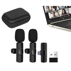 OEM - Micrófonos Inalámbricos 2 en 1 K9 Tipo C y Adaptador USB con estuche