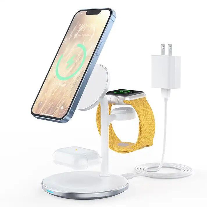 Cargador inalámbrico 3 en 1 de 15W Qi compatible con MagSafe