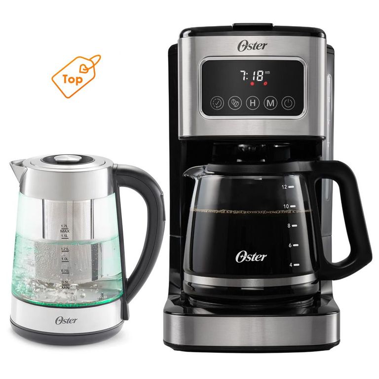Cafetera Con Pantalla Táctil de 12 Tazas mas Hervidor de Vidrio
