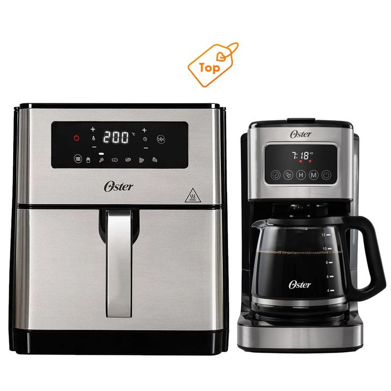 Cafetera 12 Tazas Con Pantalla Táctil mas Freidora de aire 9 Lt