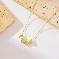 GENERICO - Collar trébol de hojas de verdes en acero inoxidable 316L