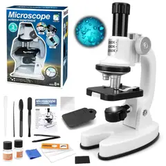 PEQUEÑAS TRAVESURAS - Set Microscopio para Niños con Luz LED +15 Accesorios