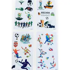 GENERICO - 4 laminas de tatuajes temporales futbol