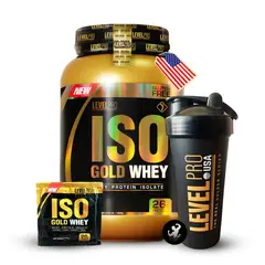 LEVEL PRO - Proteína Iso Gold Whey 2.43 Lbs - Vainilla + obsequios