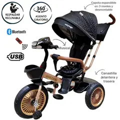 VOYAGE - Triciclo Golden Asiento Giratorio con Control Negro