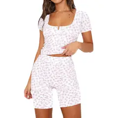 42AROZINA - Conjunto para mujer Pantalones cortos de manga corta de moda