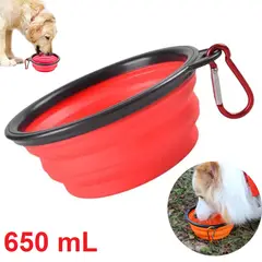 GENERICO - PLATO PORTATIL PLEGABLE GRANDE PARA MASCOTA - 650mL ROJO
