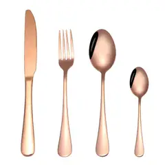 GENERICO - Set de Cubiertos acero inoxidable 304 Bronce 4 piezas pulido espejo