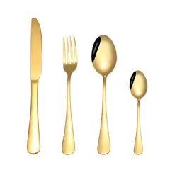 GENERICO - Set de Cubiertos acero inoxidable 304 dorado 4 piezas pulido espejo