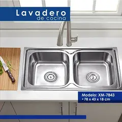 GENERICO - Lavaplatos 2 pozas de Acero Inoxidable