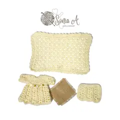 GENERICO - Traje de niño Jesús 12 cm tejido a crochet - Crema Perlado