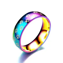 GENERICO - Anillo de Titanio Unisex Modelo Huellitas