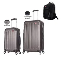 DUKAP - Bipack de Maletas 10 - 23 kg Intely Gris Oscuro y Mochila MO305