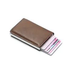 GENERICO - Billetera Antirobo RFID Tarjetero De aluminio y Cuero PU