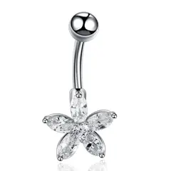 GENERICO - Piercing para ombligo flor con brillos