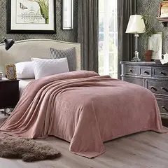 GENERICO - CUBRECAMA TRES PLAZAS KING DE PELUCHE PELO CORTO PALO ROSA
