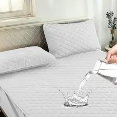 OKAERI - Cubre Colchon Impermeable 2 Plazas + Fundas - Blanco